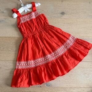 Janie and Jack Red Sleeveless Dress with Embroidered Details size 4